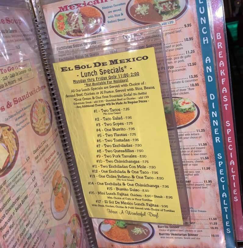 El Sol De Mexico - Waukesha, WI menu_pic