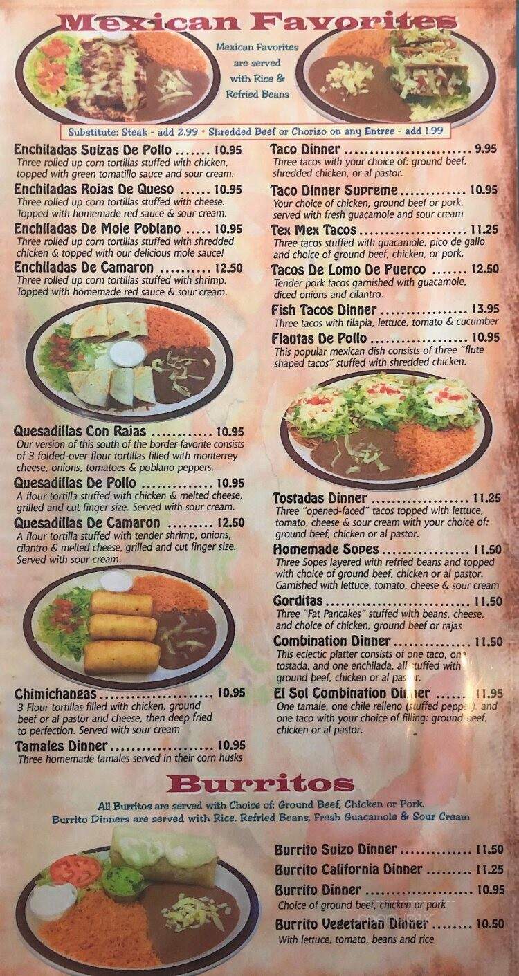El Sol De Mexico - Waukesha, WI menu_pic