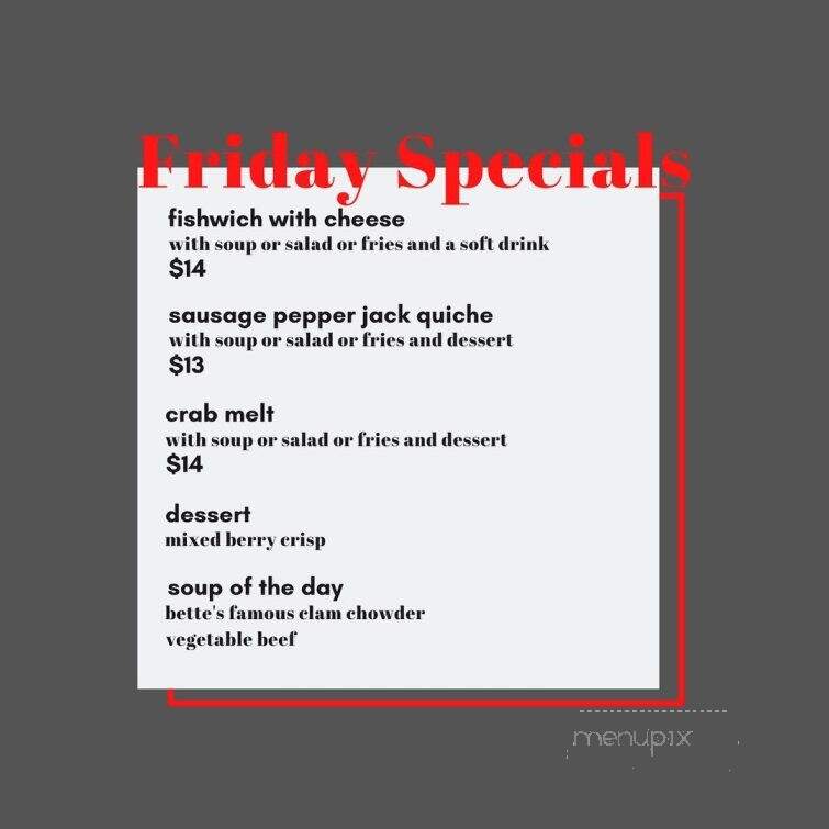 Bette's Place Restaurant - Hood River, OR menu_pic