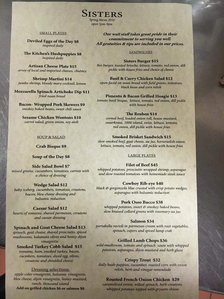 Two Sisters - Abingdon, VA menu_pic