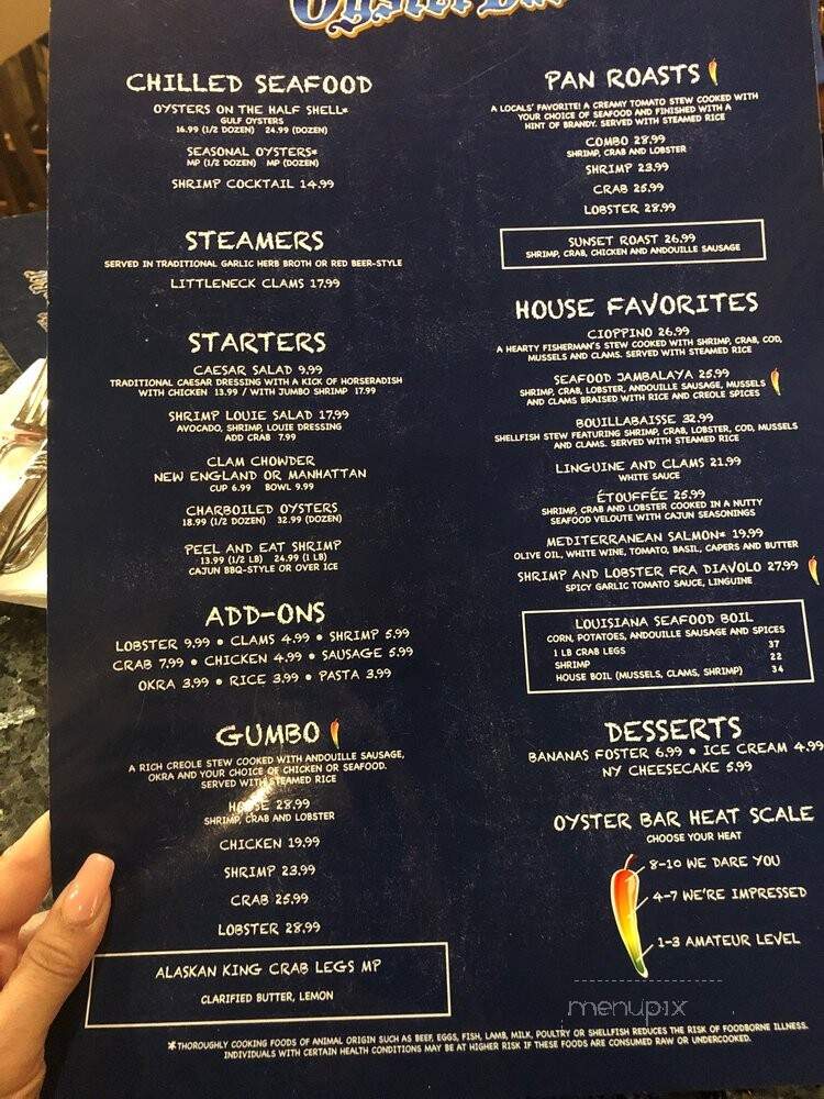 The Oyster Bar at Sunset Station - Henderson, NV menu_pic