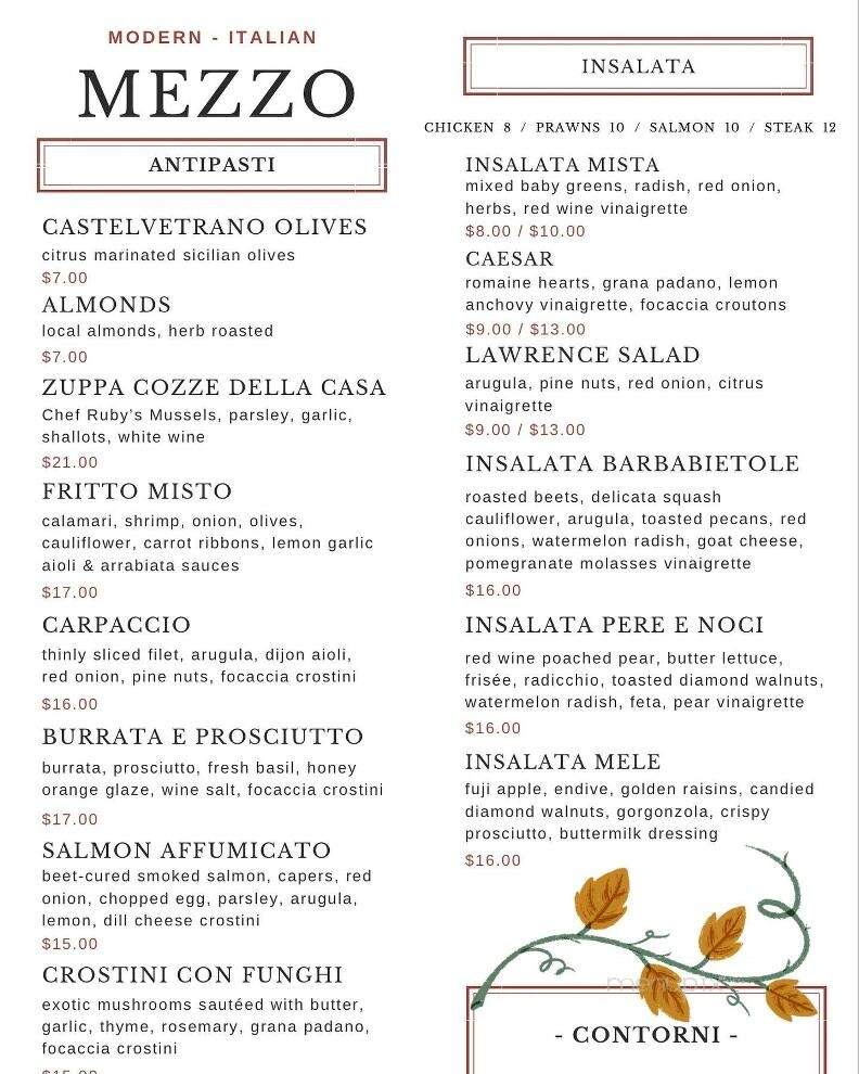 Mezzo - Stockton, CA menu_pic