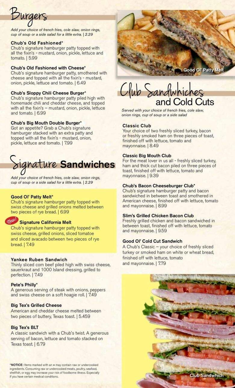 Chubbys Restaurant - Dallas, TX menu_pic