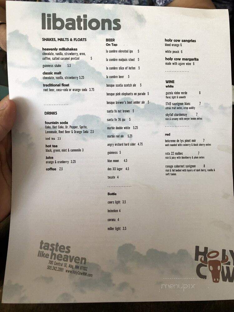 Holy Cow - Albuquerque, NM menu_pic