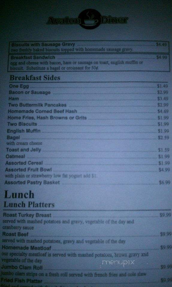 Avalon Diner - Winter Garden, FL menu_pic