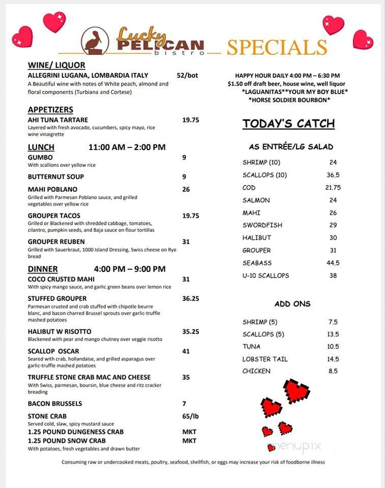 Lucky Pelican Bistro & Fish Market - Sarasota, FL menu_pic