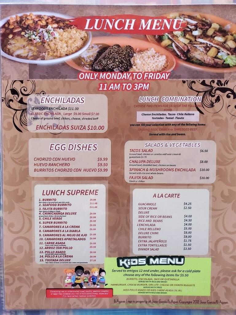 Agave Mexican Restaurant - Wenatchee, WA menu_pic