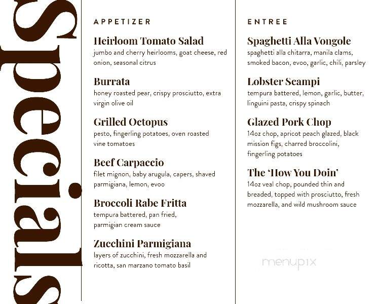 Saly G's Mountaintop Grill - Warren, NJ menu_pic