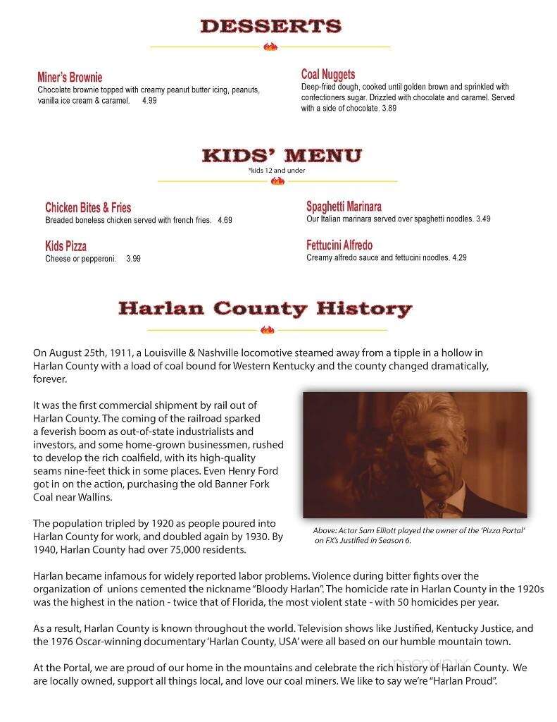 The Portal - Harlan, KY menu_pic