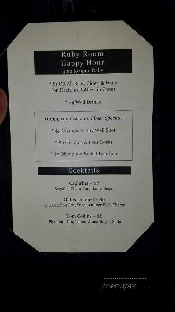 Ruby Room - Oakland, CA menu_pic