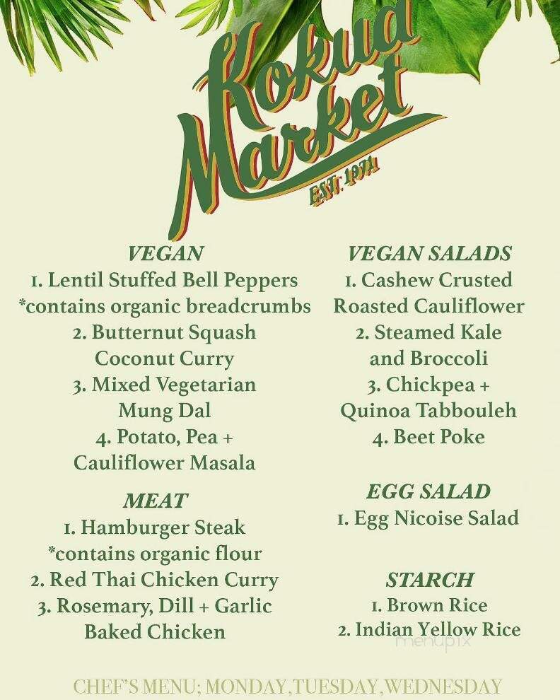 Kokua Market - Honolulu, HI menu_pic