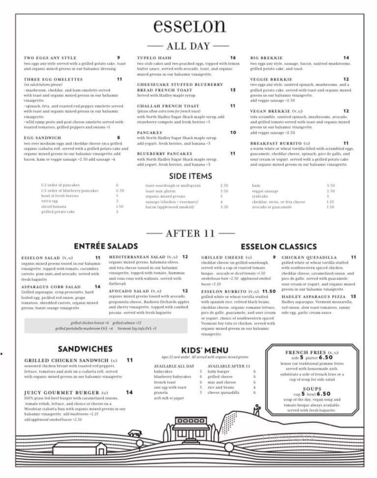 Esselon Cafe - Hadley, MA menu_pic