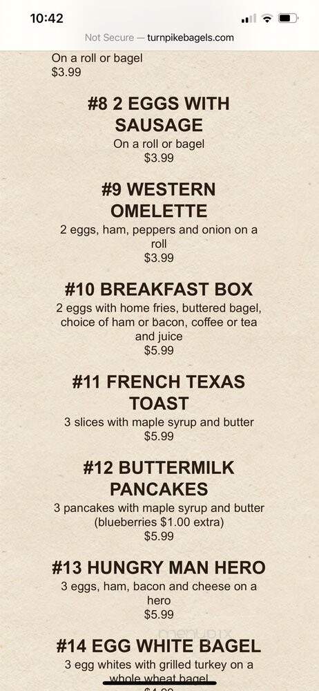 Turnpike Bagels Deli & Bakery - Levittown, NY menu_pic