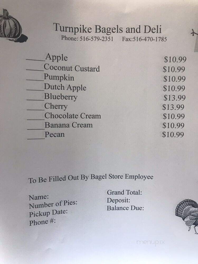 Turnpike Bagels Deli & Bakery - Levittown, NY menu_pic