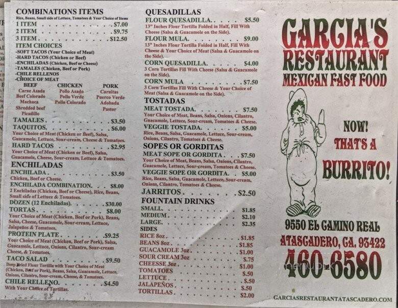 Garcia' - Atascadero, CA menu_pic