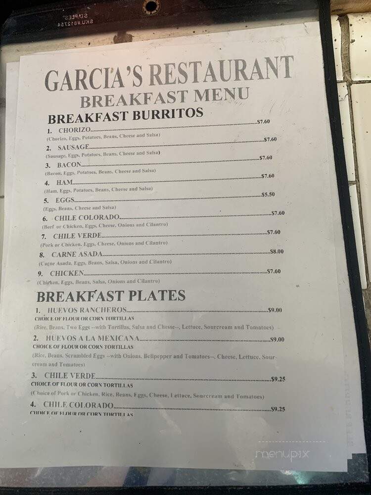 Garcia' - Atascadero, CA menu_pic