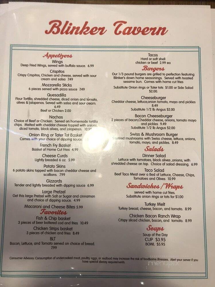 Blinker Tavern - Kent, WA menu_pic