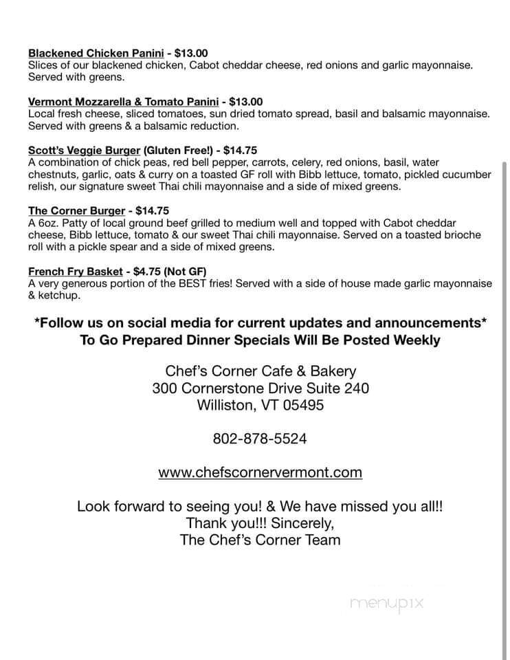 Chef's Corner Cafe Bakery - Williston, VT