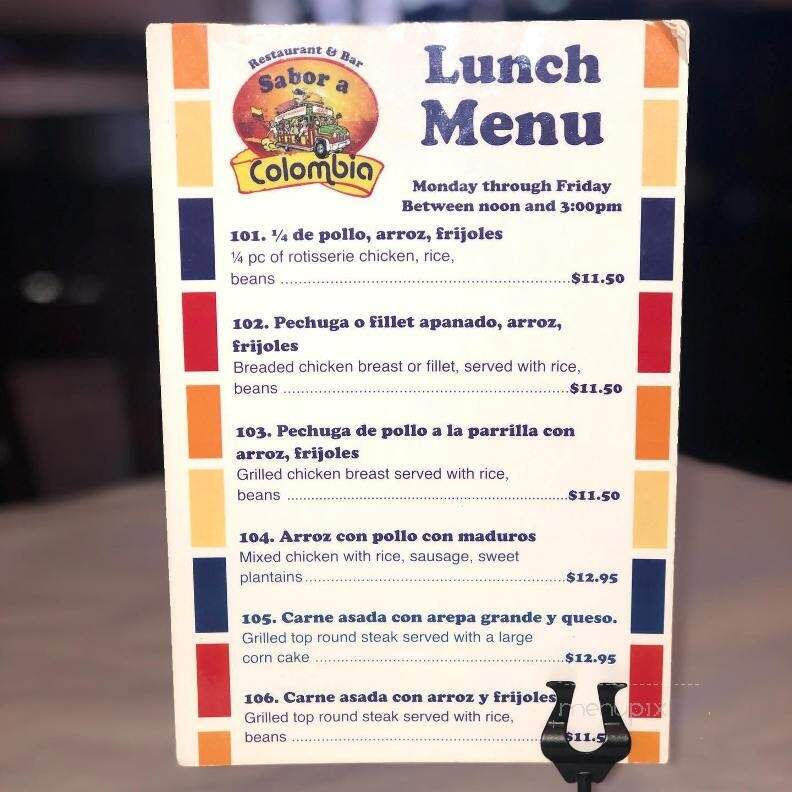 Sabor a Colombia Restaurant & Bar - Levittown, NY menu_pic