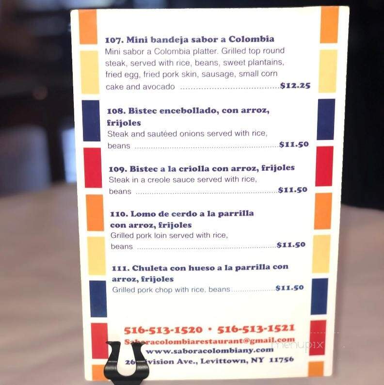 Sabor a Colombia Restaurant & Bar - Levittown, NY menu_pic