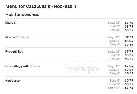 Hockessin Casapulla Subs - Hockessin, DE menu_pic