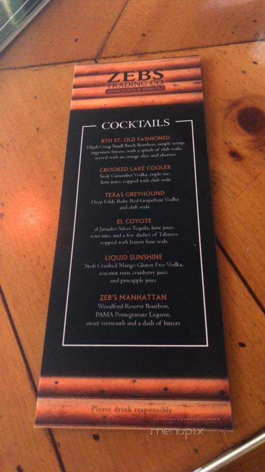 Zeb's Trading Co - Kalamazoo, MI menu_pic