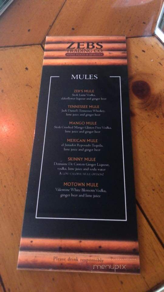 Zeb's Trading Co - Kalamazoo, MI menu_pic