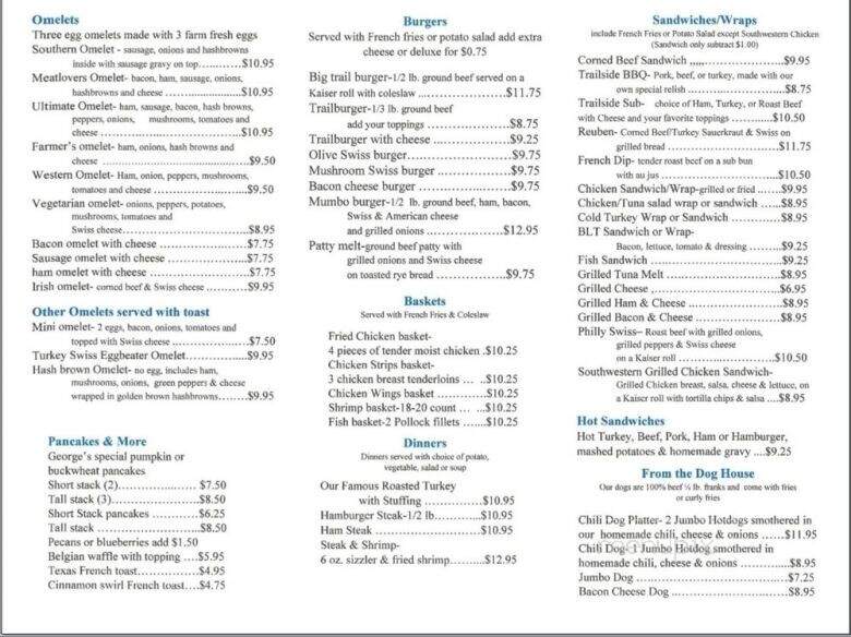 Trailside Restaurant - New Era, MI menu_pic