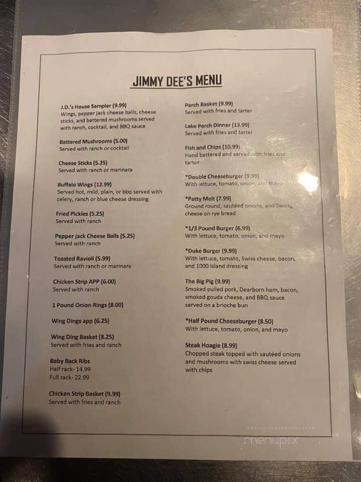 Jimmy Dee's Restaurant Lounge - Clinton Township, MI menu_pic