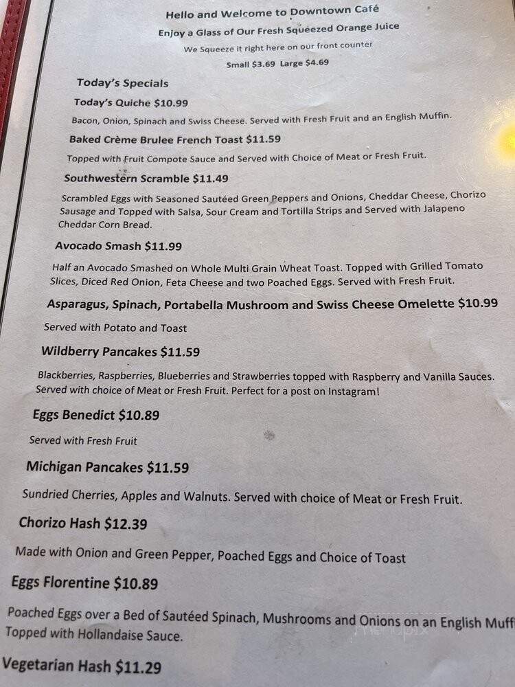 Downtown Cafe - Rochester, MI menu_pic