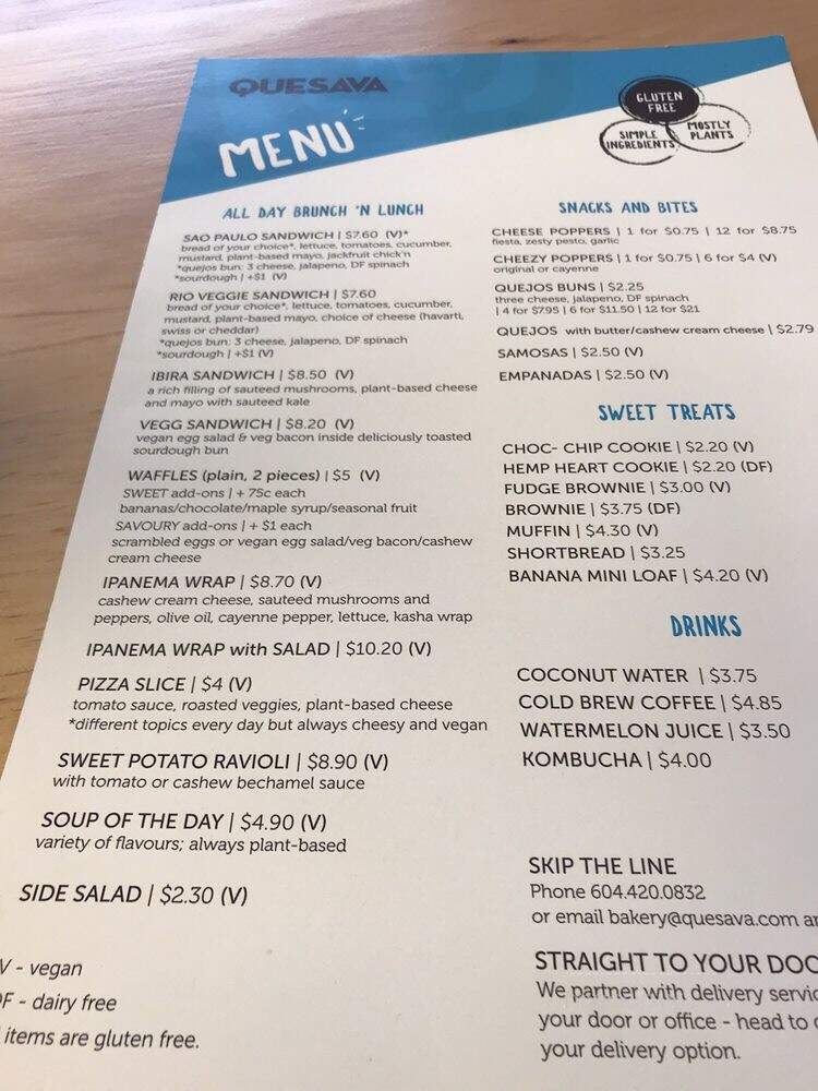 Quejos Bakery - Vancouver, BC menu_pic