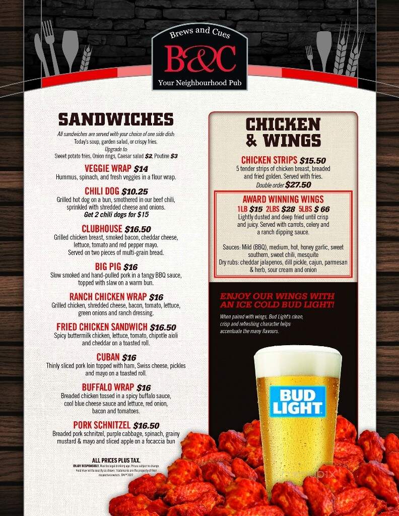 Brews & Cues - Windsor, ON menu_pic