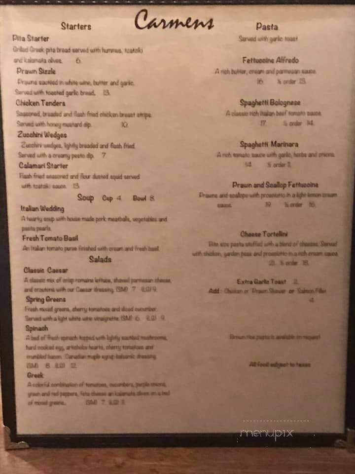 Carmens Restaurant - Williams Lake, BC menu_pic