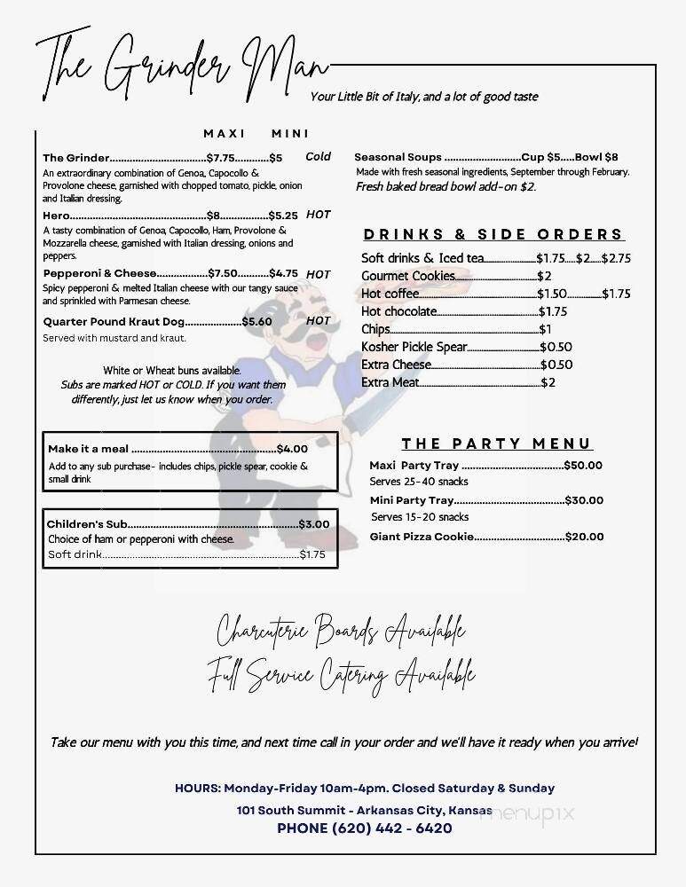 Menu of Grinder Man in Arkansas City, KS 67005