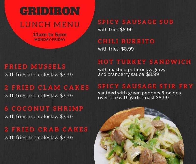 Gridiron Restaurant Sports Pub - Lewiston, ME menu_pic