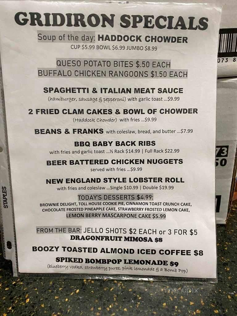 Gridiron Restaurant Sports Pub - Lewiston, ME menu_pic