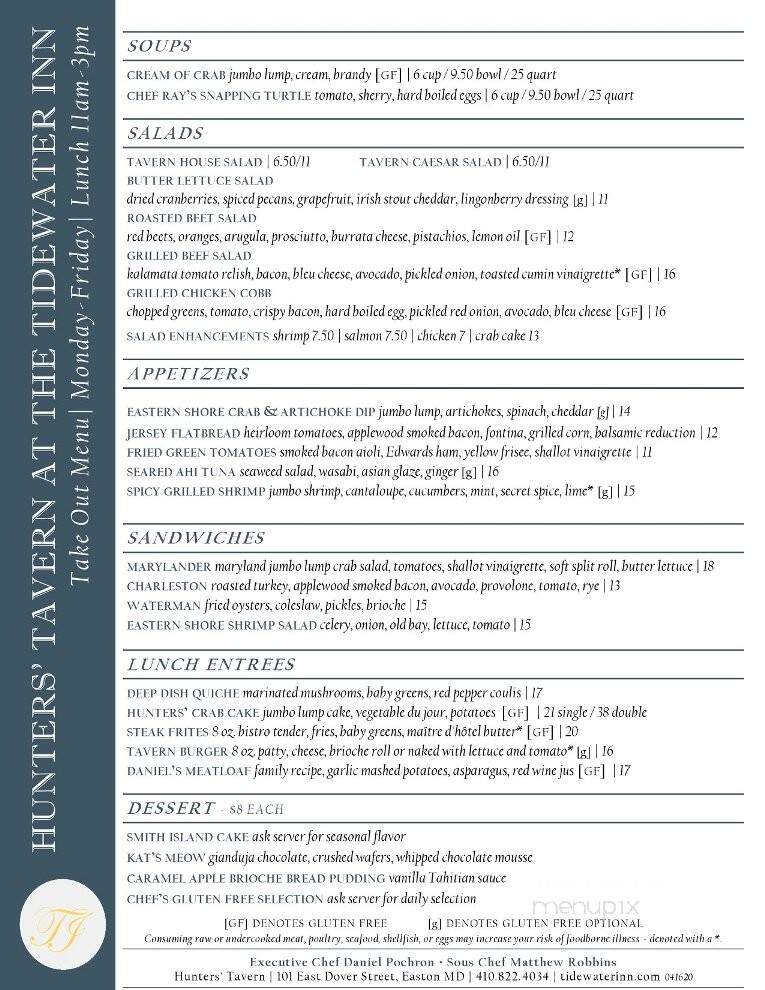 Tidewater Inn - Easton, MD menu_pic