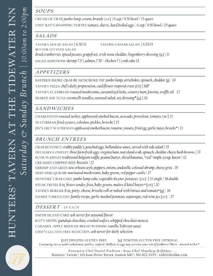 Tidewater Inn - Easton, MD menu_pic