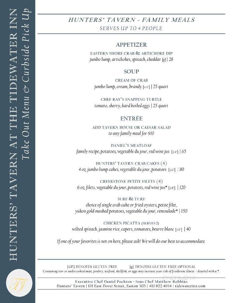 Tidewater Inn - Easton, MD menu_pic