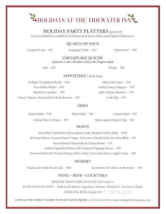 Tidewater Inn - Easton, MD menu_pic