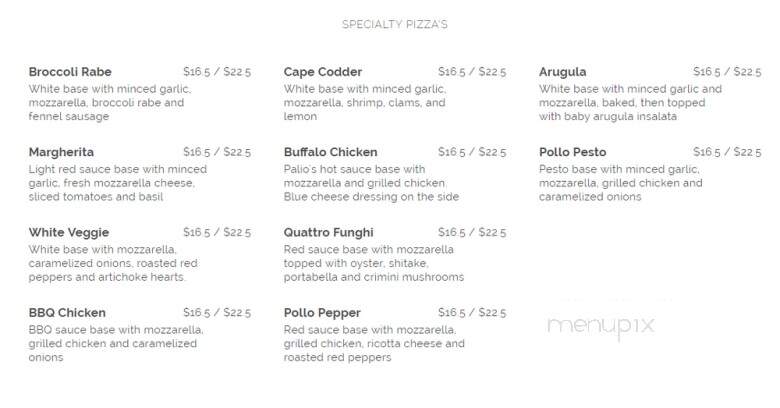 Palio Pizzeria - Hyannis, MA menu_pic