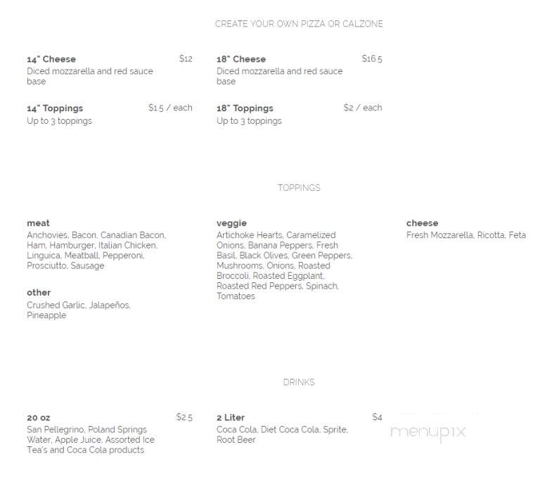 Palio Pizzeria - Hyannis, MA menu_pic