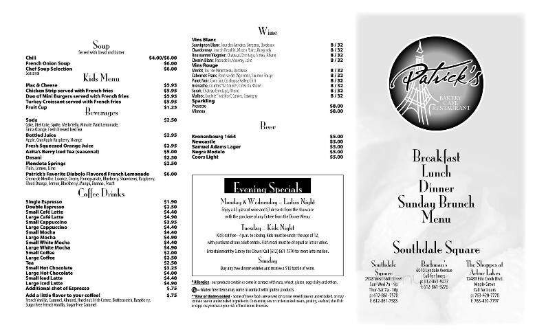 Patrick's Bakery & Cafe - Richfield, MN menu_pic