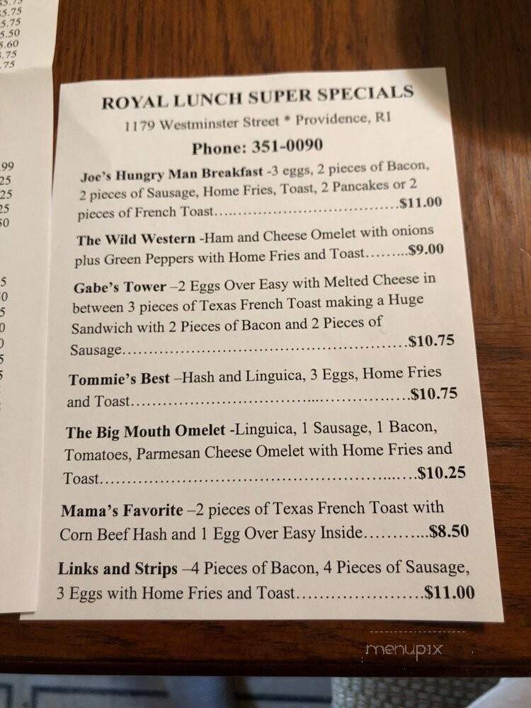 Royal Lunch - Providence, RI menu_pic