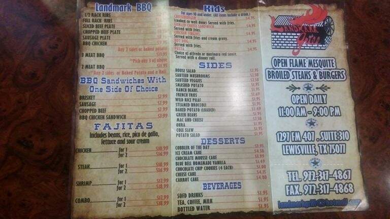 Landmark Grill - Lewisville, TX menu_pic