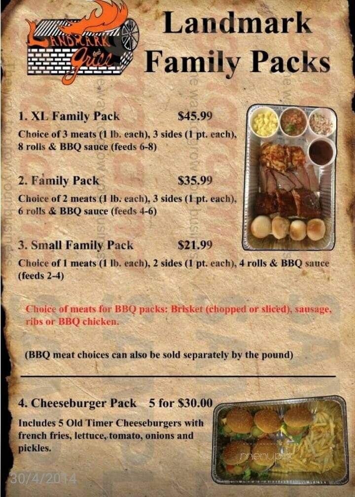 Landmark Grill - Lewisville, TX menu_pic