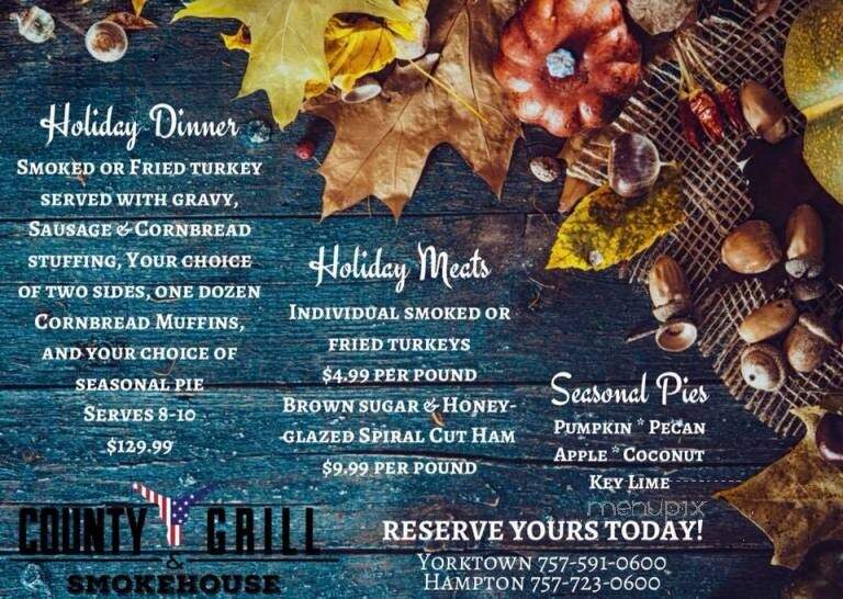 County Grill & Smokehouse - Yorktown, VA menu_pic