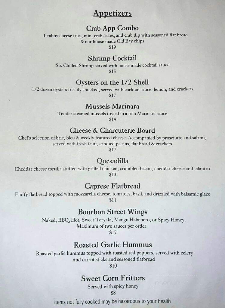Madigan's Waterfront - Occoquan, VA menu_pic