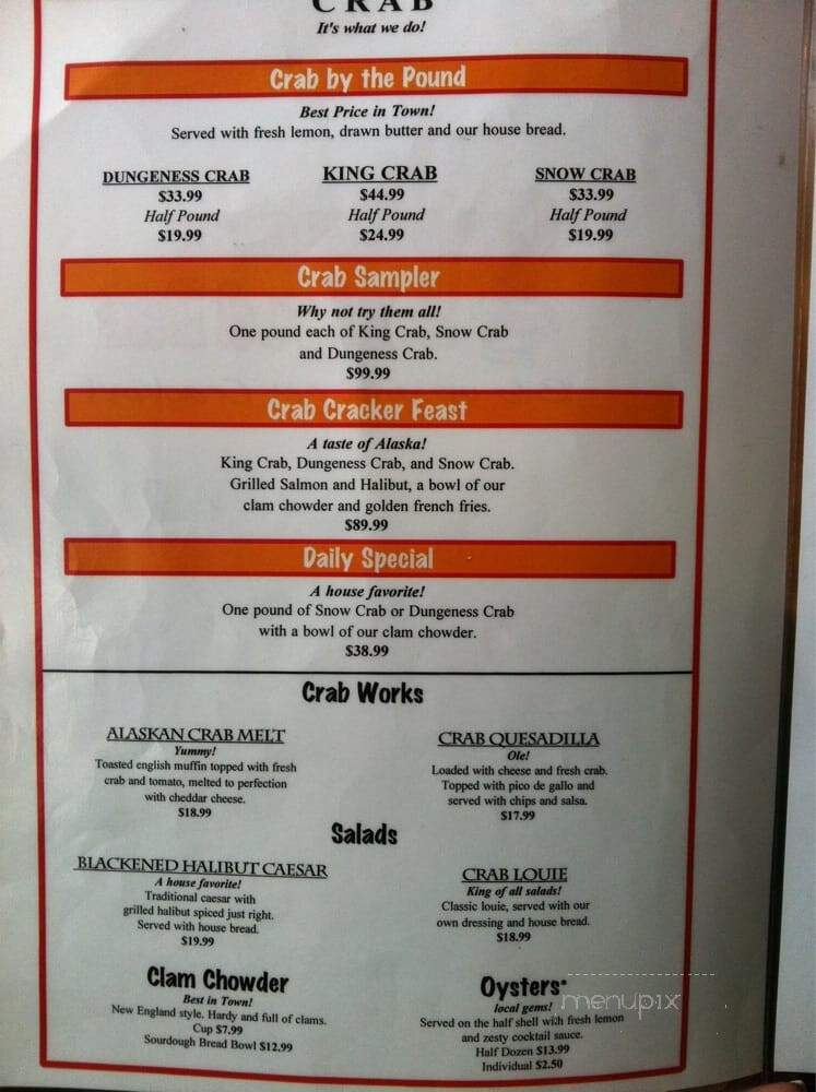 Crab Cracker Seafood Bar - Ketchikan, AK menu_pic