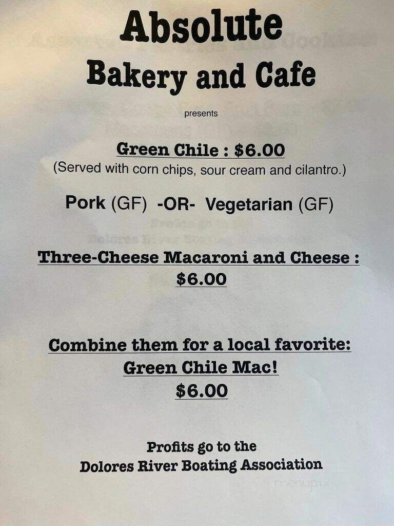 Absolute Bakery & Cafe - Mancos, CO menu_pic